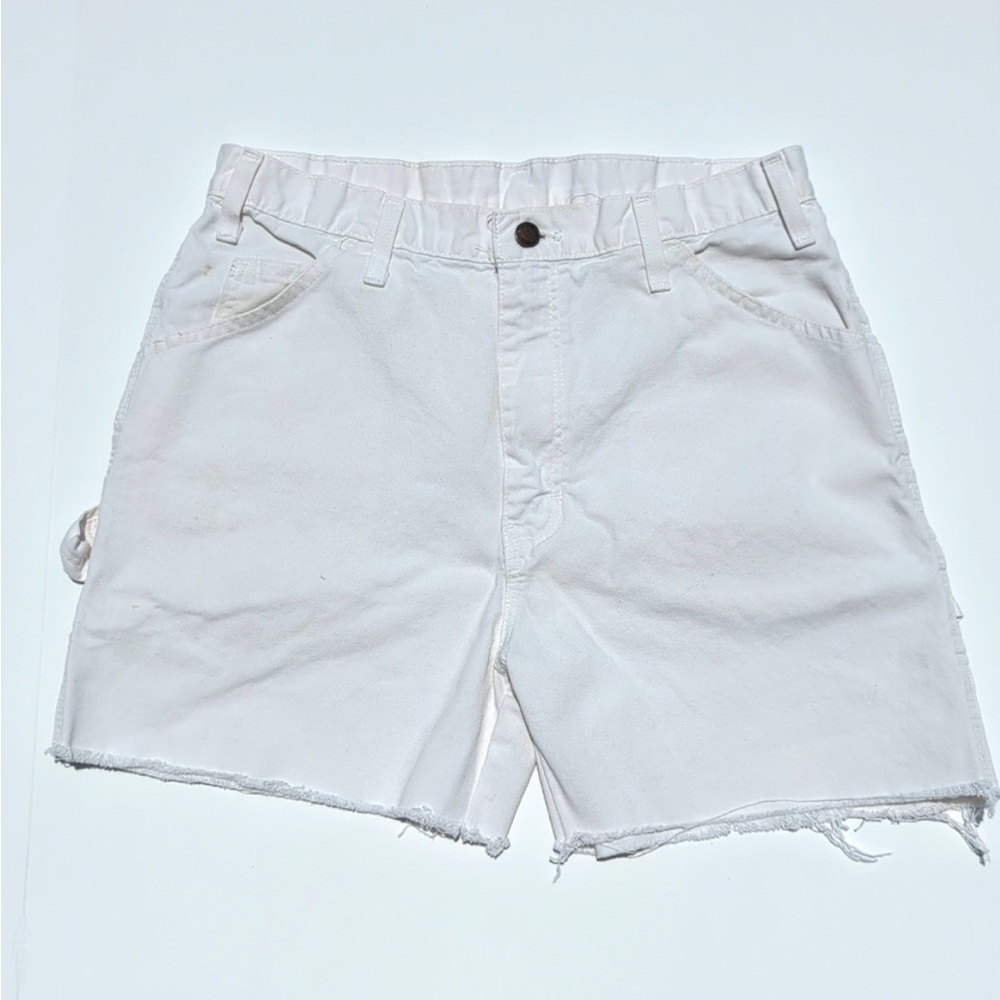 Dickies 90's Vintage High Waisted Relaxed Cut Off Carpenter Jean Shorts White 34